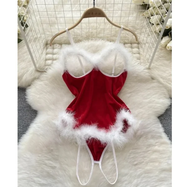 New Winter Secret Red Top Sexy Erotic Patchwork Bodysuit Cosplay Lingerie - Image 32