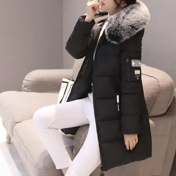 Classic Warm Windproof Hooded Cotton Winter Coat + Zipper Pockets - Image 6