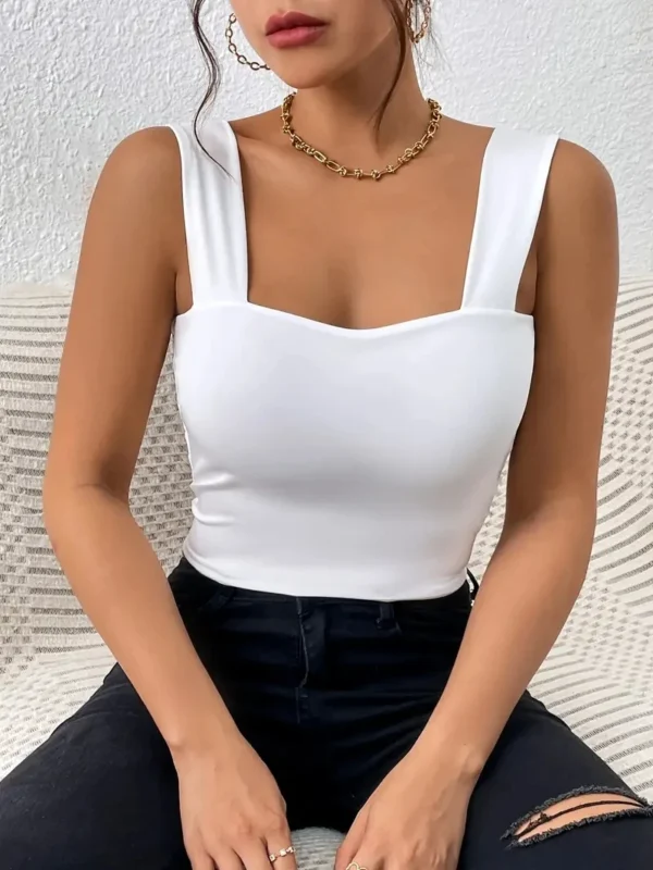 Sexy Cami Square Basic Shoulder Sleeveless Summer Tank Top - Image 7