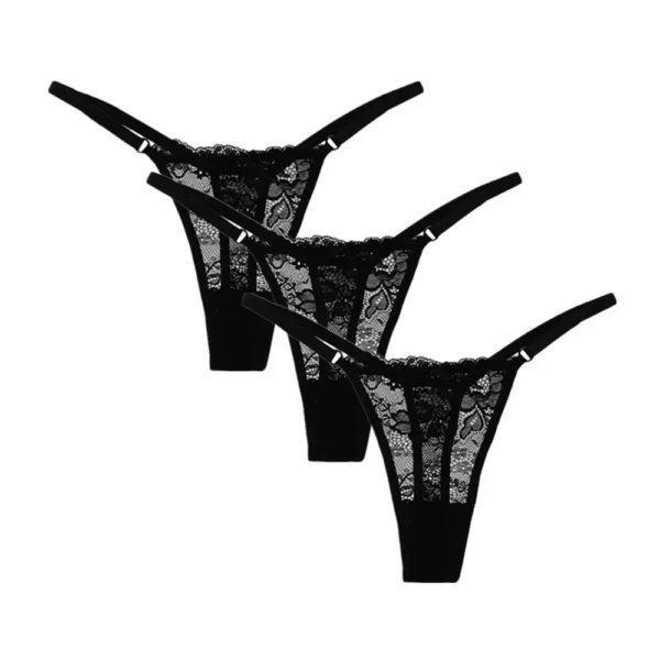 Lovely Three Pieces Of Sexy Transparent Low Waist Lace Panties - Image 14