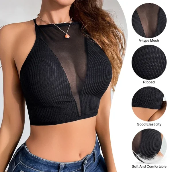 Very Nice And Sexy Hollow Mesh Summer Halter Tank Top - Image 9