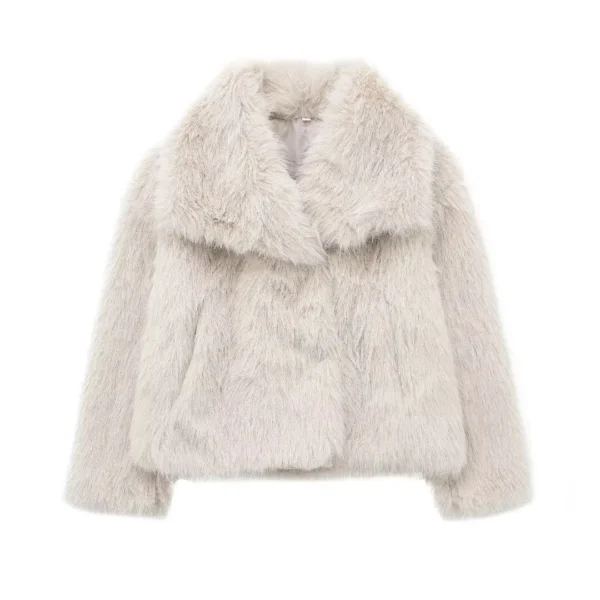 Very Nice And Beautifull Long Sleeve Collar Winter Chic Fur Coat - Image 7