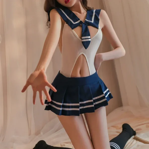 New Sexy Role Play Cute Mini Skirt Tight Blouse Uniform Lingerie Cosplay - Image 8