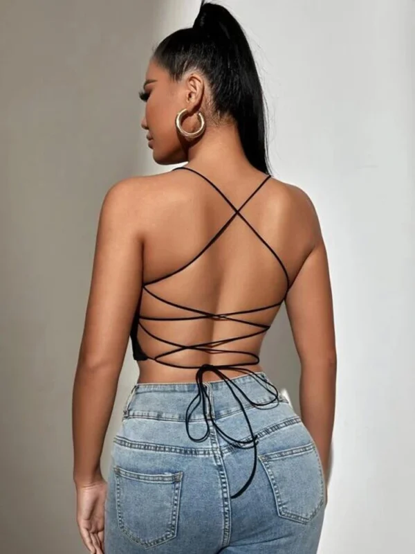 New Very Sexy Backless Lace-Up Crop Cami Tank Top - Image 7