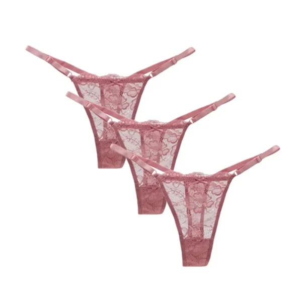 Lovely Three Pieces Of Sexy Transparent Low Waist Lace Panties - Image 15