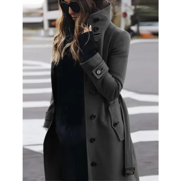 Very Elegant Long Sleeve Slim Fit Chic Woolen Collar Winter Coat