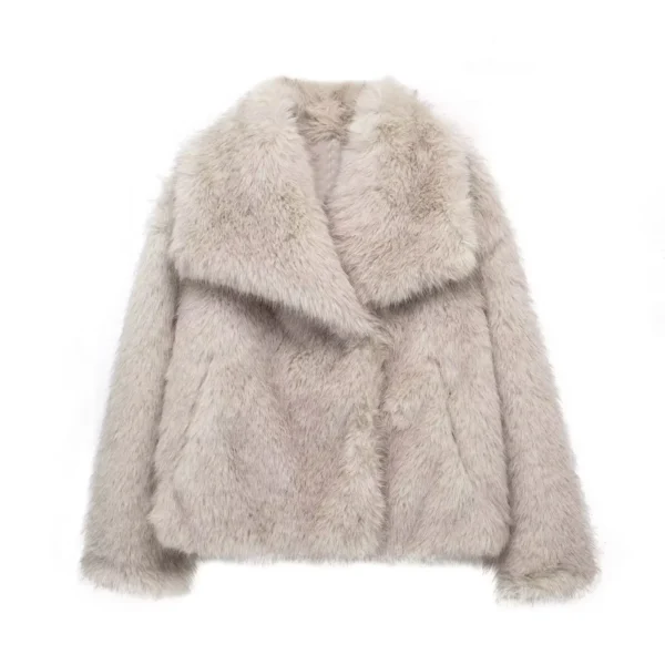 Very Nice And Beautifull Long Sleeve Collar Winter Chic Fur Coat - Image 8