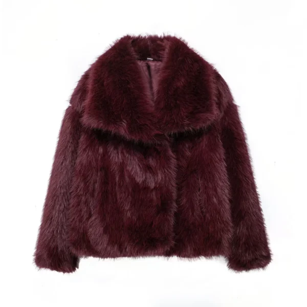 Very Nice And Beautifull Long Sleeve Collar Winter Chic Fur Coat - Image 10