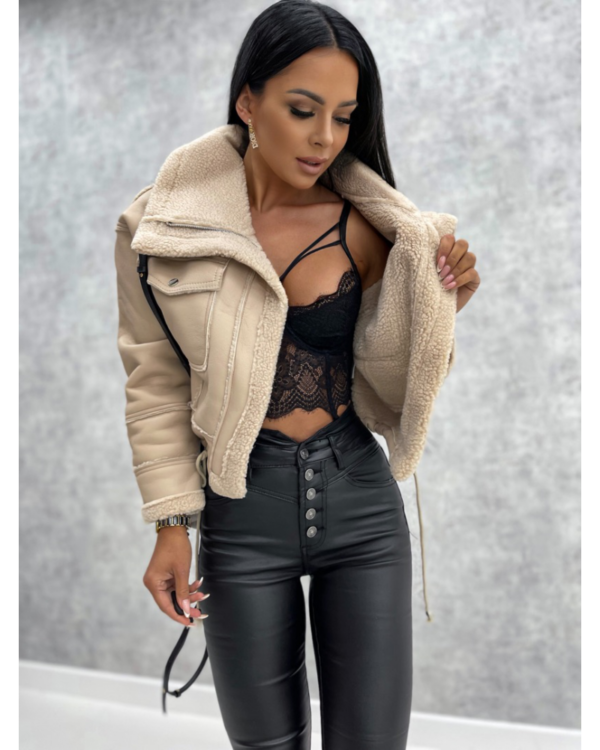 Sexy Winter Warm Retro Black Faux Leather Velvet Coat - Image 18