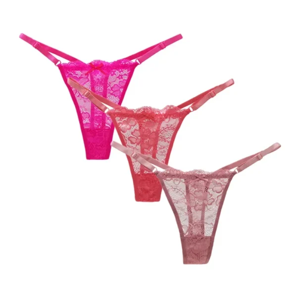 Lovely Three Pieces Of Sexy Transparent Low Waist Lace Panties - Image 11