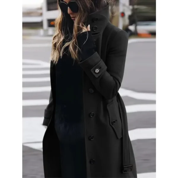 Very Elegant Long Sleeve Slim Fit Chic Woolen Collar Winter Coat - Image 3