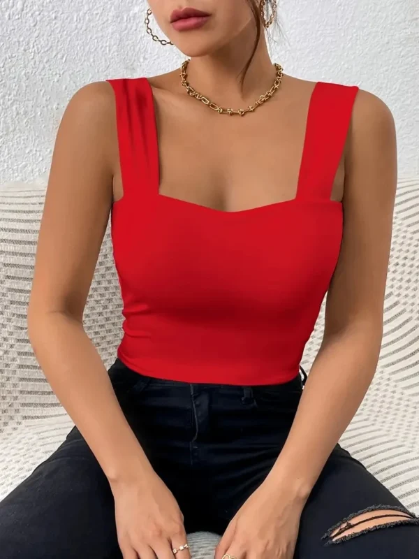 Sexy Cami Square Basic Shoulder Sleeveless Summer Tank Top - Image 9