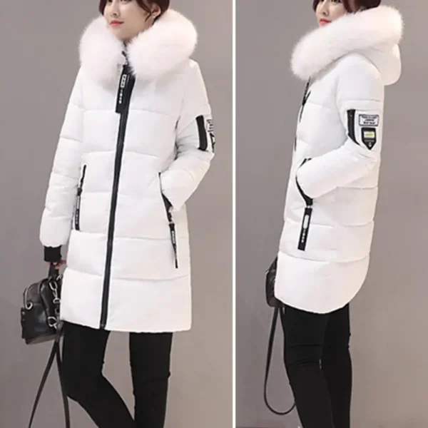 Classic Warm Windproof Hooded Cotton Winter Coat + Zipper Pockets - Image 4