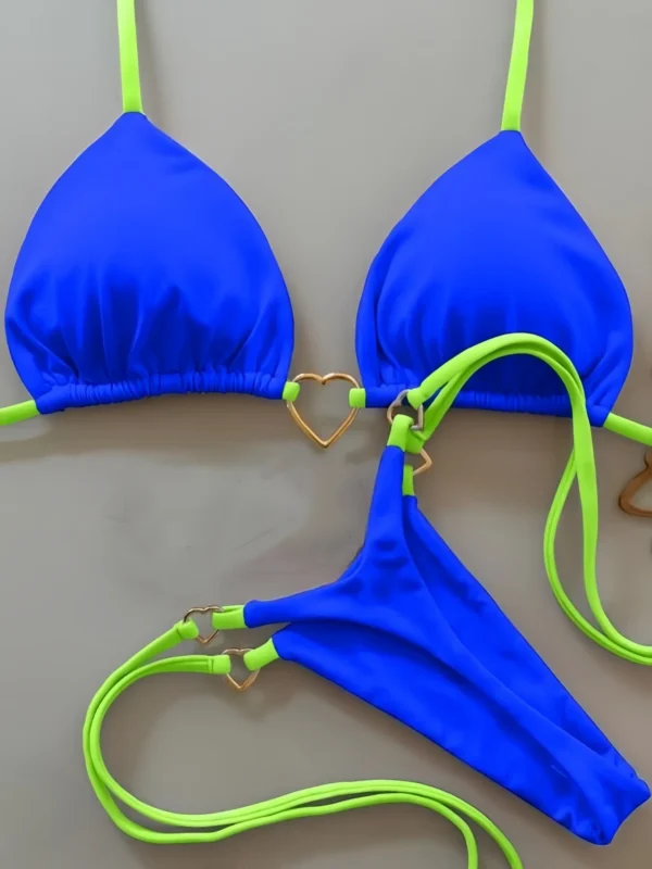 New Sexy Low Waisted Solid Strappy Brazilian Beachwear Bikini Set - Image 3