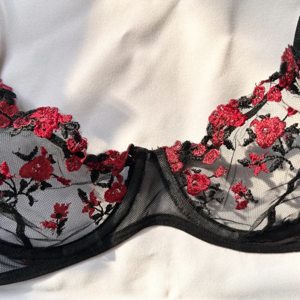 New Sexy Exotic Embroidered Print Push Up Lingerie Underwear Set - Image 4