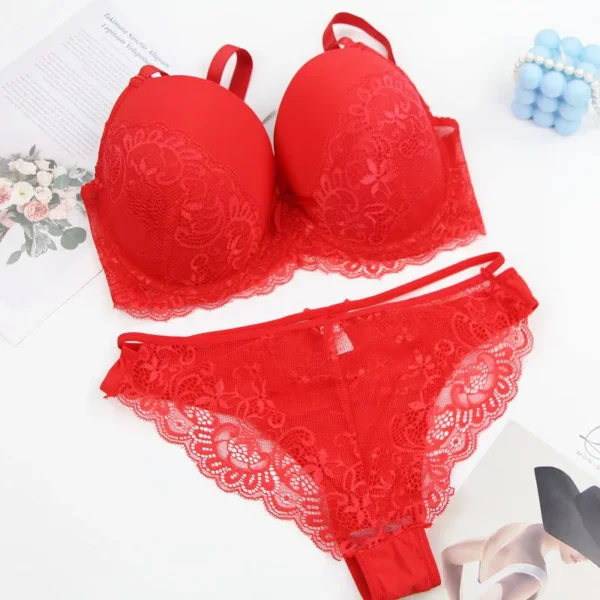 Very Elegant Hot And Sexy Lace Bow Floral Lingerie Underwear Set - Image 9