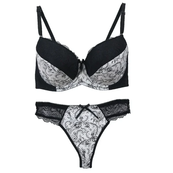 New Sexy Lingerie Embroidered Lace Bra Cup Underwear Set - Image 5