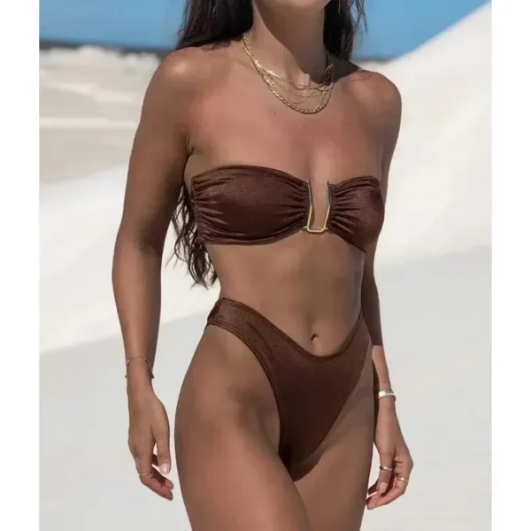 New Solid Sexy Summer Push Up Beach Swimwear Bikini Set - Image 6