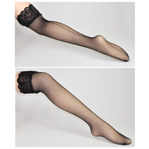 Sexy Lace Transparent Mesh Over Knee Fishnet Hosiery Stockings - Image 5