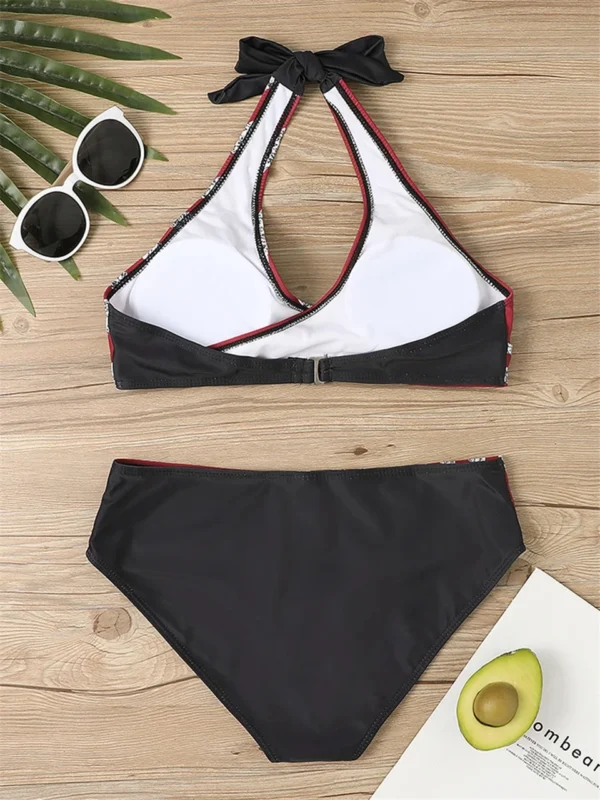 Beautiful Various Pattern V Neck Summer Beachwear Bikini Set - Image 13