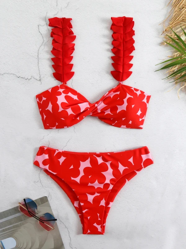 New Floral Low Waist  Brazilian Suits Beachwear Bikini Set