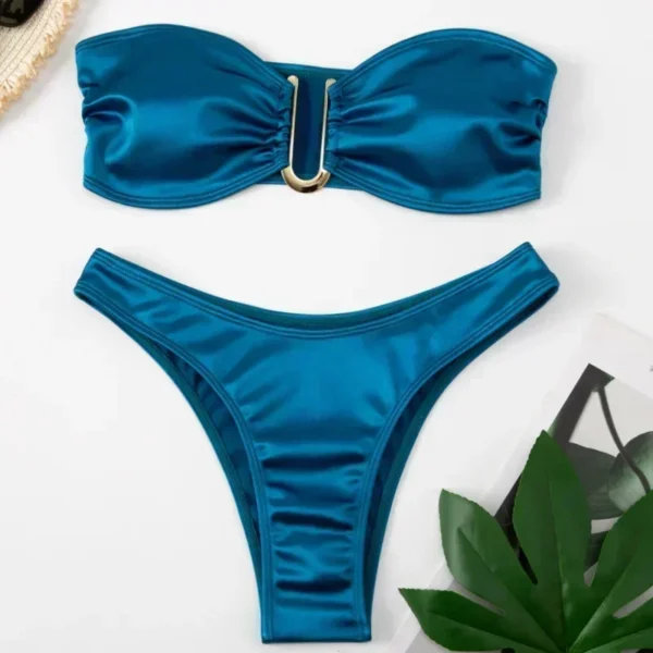 New Solid Sexy Summer Push Up Beach Swimwear Bikini Set - Image 16